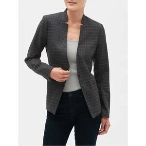 Banana Republic Blazer Womens 4 Gray Check Windowpane Inverted Collar Lined